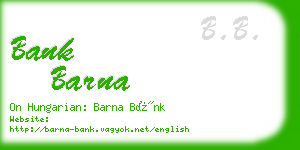 bank barna business card